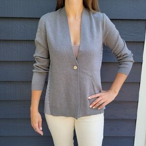 Summer cardigan, mixed knit front, cotton back, Chico, Sz 0